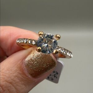 Yellow Gold Copper Round Cut Cubic Zirconia Ring Size 8